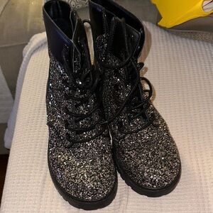 Michael kors Black Glitter Combat Boots 7